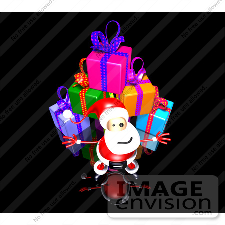 #51017 Royalty-Free (RF) Illustration Of A 3d Santa Claus Standing In Front Of A Stack Of Presents - Version 2 by Julos