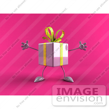 #51149 Royalty-Free (RF) Illustration Of A 3d Purple Present Character With Open Arms - Version 2 by Julos