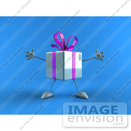 #51152 Royalty-Free (RF) Illustration Of A 3d Blue Present Character With Open Arms - Version 2 by Julos