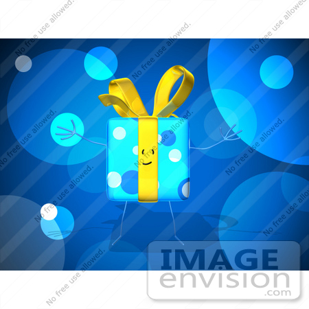 #51153 Royalty-Free (RF) Illustration Of A Blue 3d Gift Character With Open Arms - Version 1 by Julos