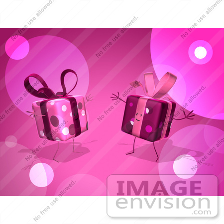#51168 Royalty-Free (RF) Illustration Of Two 3d Present Characters Holding Their Arms Open - Version 1 by Julos