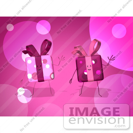 #51169 Royalty-Free (RF) Illustration Of Two 3d Present Characters Waving - Version 2 by Julos