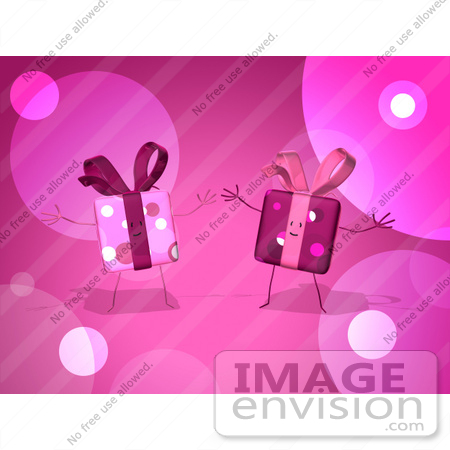 #51173 Royalty-Free (RF) Illustration Of Two 3d Present Characters Holding Their Arms Open - Version 2 by Julos