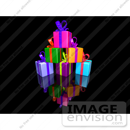 #51175 Royalty-Free (RF) Illustration Of A Pile Of Colorful Presents With Ribbons And Bows - Version 2 by Julos