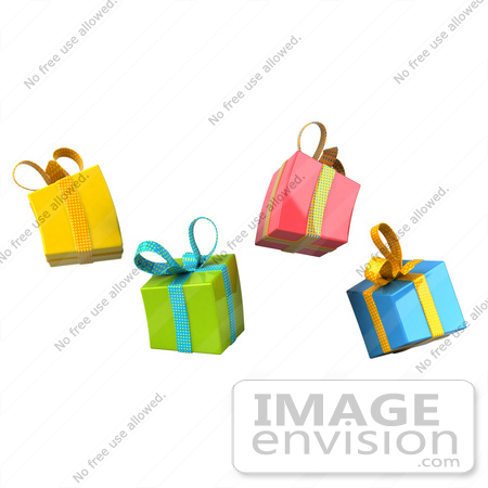 #51180 Royalty-Free (RF) Illustration Of Four 3d Colorful Floating Gifts by Julos