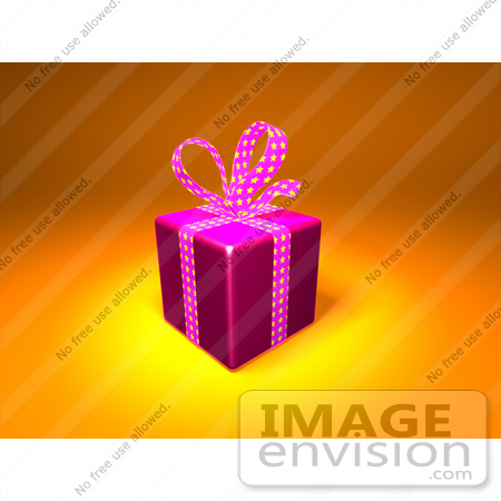 #51182 Royalty-Free (RF) Illustration Of A Present Wrapped In Purple Paper With A Polka Dot Bow And Ribbons - Version 1 by Julos
