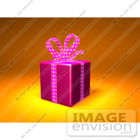 #51183 Royalty-Free (RF) Illustration Of A Present Wrapped In Purple Paper With A Polka Dot Bow And Ribbons - Version 2 by Julos