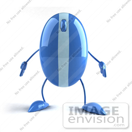 #51266 Royalty-Free (RF) Illustration Of A 3d Wireless Blue Computer Mouse Mascot Standing And Facing Front - Version 1 by Julos