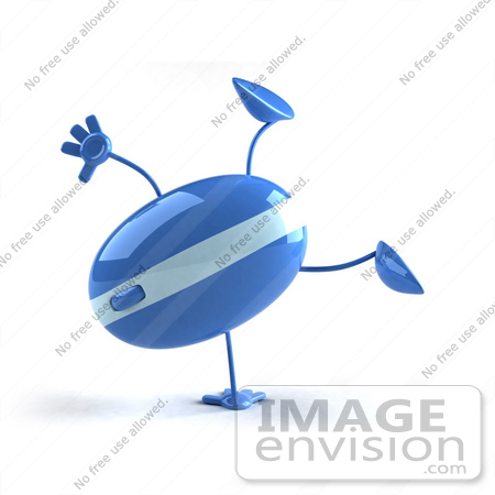 #51268 Royalty-Free (RF) Illustration Of A 3d Wireless Computer Mouse Mascot Doing A Hand Stand - Version 1 by Julos