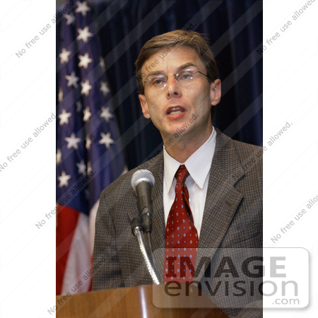 #5141 Photography of David Fleming Giving a Monkeypox Update Press Briefing on June 11. 2003 by JVPD