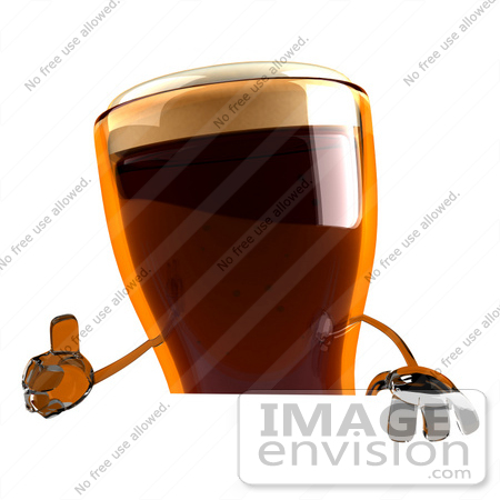 #51621 Royalty-Free (RF) Illustration Of A 3d Beer Mascot Giving The Thumbs Up And Standing Behind A Blank Sign by Julos
