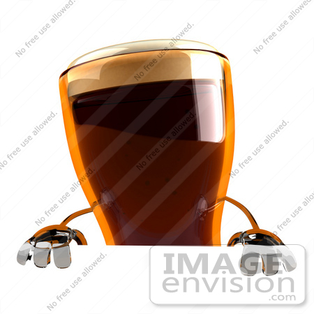 #51622 Royalty-Free (RF) Illustration Of A 3d Beer Mascot Standing Behind A Blank Sign by Julos