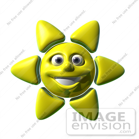 #51625 Royalty-Free (RF) Illustration Of A 3d Happy Yellow Sun Smiling - Version 1 by Julos