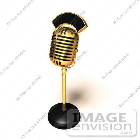 #51641 Royalty-Free (RF) Illustration Of A 3d Retro Golden Microphone On A Counter - Version 3 by Julos