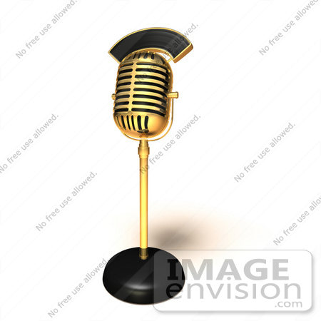 #51643 Royalty-Free (RF) Illustration Of A 3d Retro Golden Microphone On A Counter - Version 1 by Julos