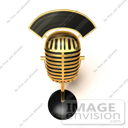 #51644 Royalty-Free (RF) Illustration Of A 3d Retro Golden Microphone On A Counter - Version 5 by Julos