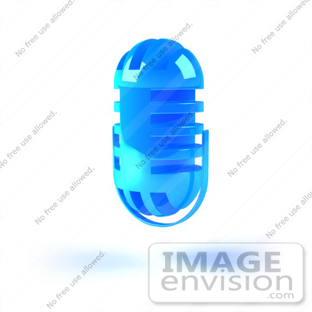#51646 Royalty-Free (RF) Illustration Of A 3d Blue Floating Microphone - Version 6 by Julos