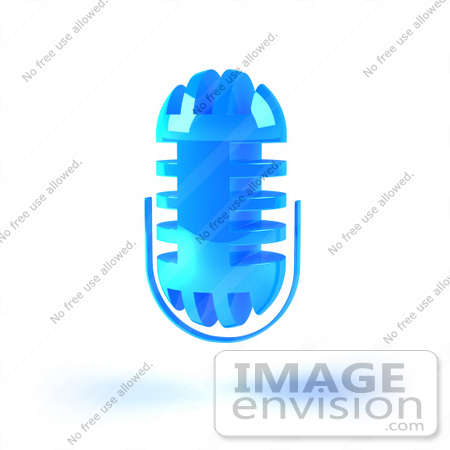 #51647 Royalty-Free (RF) Illustration Of A 3d Blue Floating Microphone - Version 5 by Julos