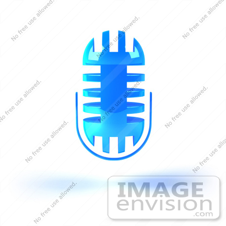 #51648 Royalty-Free (RF) Illustration Of A 3d Blue Floating Microphone - Version 4 by Julos