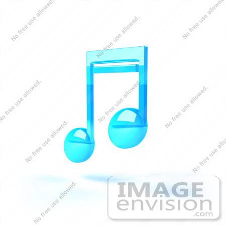 #51660 Royalty-Free (RF) Illustration Of A Neon Blue 3d Music Note - Version 4 by Julos