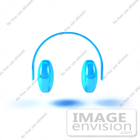 #51666 Royalty-Free (RF) Illustration Of Blue 3d Wireless Headphones - Version 3 by Julos