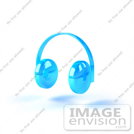 #51667 Royalty-Free (RF) Illustration Of Blue 3d Wireless Headphones - Version 4 by Julos