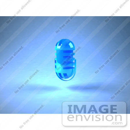 #51672 Royalty-Free (RF) Illustration Of A 3d Blue Microphone Head - Version 3 by Julos