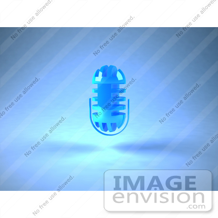 #51673 Royalty-Free (RF) Illustration Of A 3d Blue Microphone Head - Version 2 by Julos
