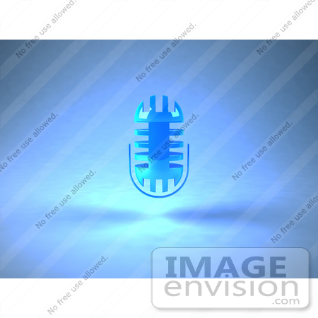 #51674 Royalty-Free (RF) Illustration Of A 3d Blue Microphone Head - Version 1 by Julos