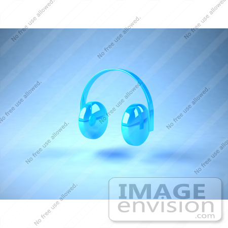 #51677 Royalty-Free (RF) Illustration Of Neon Blue 3d Headphones - Version 2 by Julos