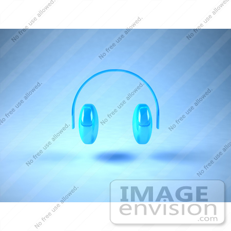 #51678 Royalty-Free (RF) Illustration Of Neon Blue 3d Headphones - Version 1 by Julos