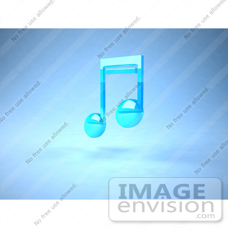 #51679 Royalty-Free (RF) Illustration Of A Neon Blue 3d Music Note - Version 2 by Julos