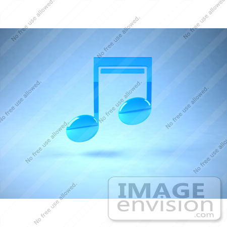 #51680 Royalty-Free (RF) Illustration Of A Neon Blue 3d Music Note - Version 1 by Julos