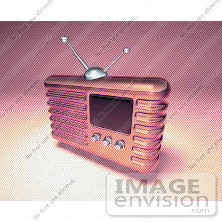 #51690 Royalty-Free (RF) Illustration Of A 3d Pink Retro Radio - Version 4 by Julos