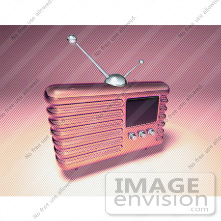 #51691 Royalty-Free (RF) Illustration Of A 3d Pink Retro Radio - Version 3 by Julos