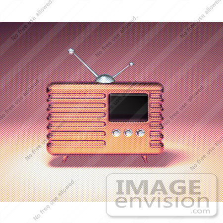#51692 Royalty-Free (RF) Illustration Of A 3d Pink Retro Radio - Version 1 by Julos