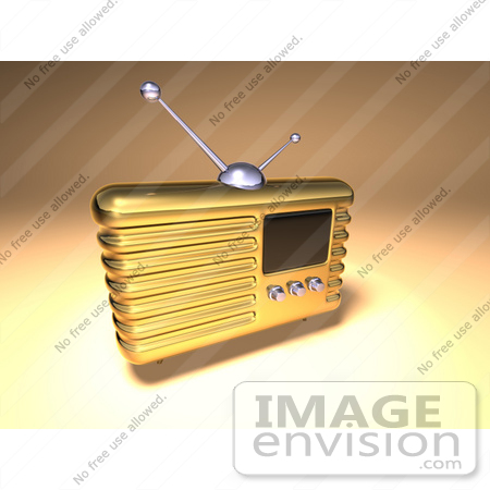#51693 Royalty-Free (RF) Illustration Of A 3d Gold Retro Radio - Version 3 by Julos