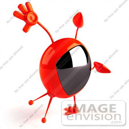 #52565 Royalty-Free (RF) Illustration Of A 3d Red Television Mascot Doing A Cartwheel - Version 2 by Julos