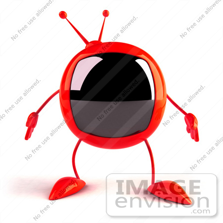 #52566 Royalty-Free (RF) Illustration Of A 3d Red Television Mascot Facing Front by Julos