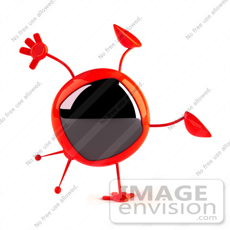 #52569 Royalty-Free (RF) Illustration Of A 3d Red Television Mascot Doing A Cartwheel - Version 1 by Julos