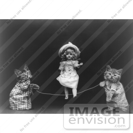 #5286 Cats Playing Jump Rope With Doll by JVPD
