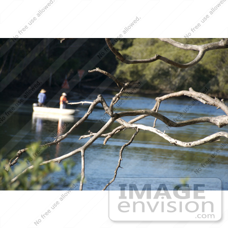 #53756 Royalty-Free Stock Photo of Bare Branches With Men Fishing by Maria Bell