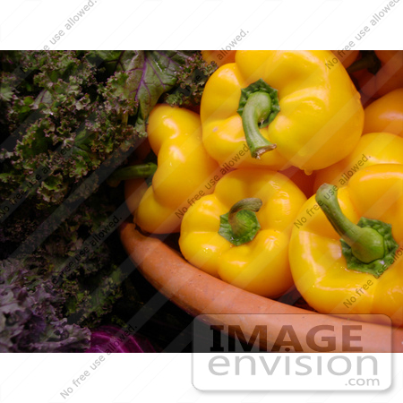#53890 Royalty-Free Stock Photo of a bowl of yellow peppers by Maria Bell