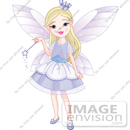 #56164 Royalty-Free (RF) Clip Art Of A Pretty Blond Fairy Princess Girl In A Purple Dress by pushkin
