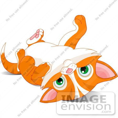 #56226 Clip Art Illustration Of A Cute Orange Kitten Laying On Its Back And Looking At The Viewer by pushkin