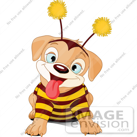 #56238 Royalty-Free (RF) Clip Art Of A Cute Puppy Wearing A Bee Costume by pushkin