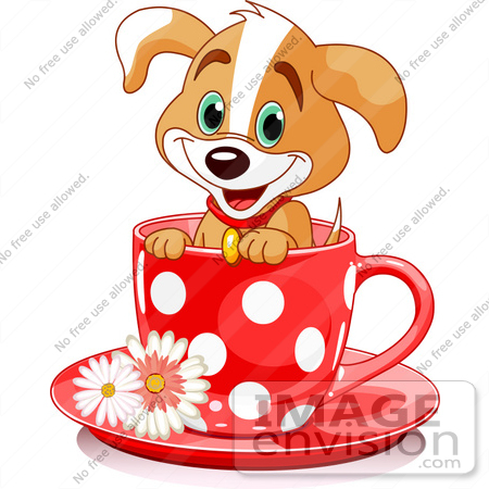 #56244 Clipart Illustration Of An Adorable Puppy Dog In A Red Polka Dotted Tea Cup by pushkin