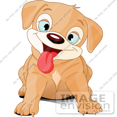 #56248 Royalty-Free (RF) Clip Art Of A Cute Beige Puppy Dog Hanging Her Tongue Out by pushkin