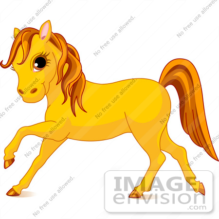 #56255 Clip Art Of A Cute Orange Horse Prancing by pushkin