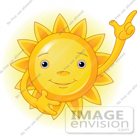 #56263 Clip Art Of A Friendly Yellow Sun Gesturing Upwards by pushkin